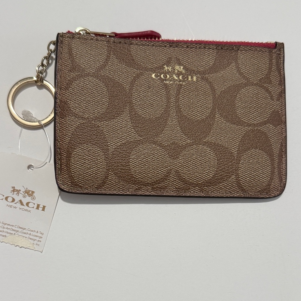 Coach Signature C Design-with Gold Details, with a pop of red